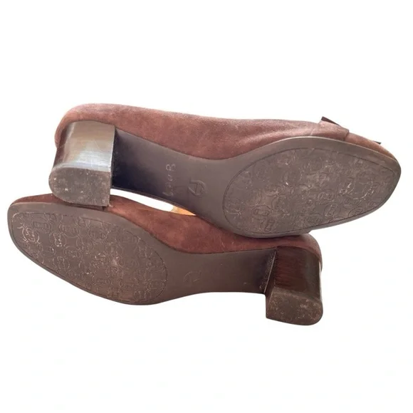 Vintage Etienne Aigner brown suede block heel pumps loafers - Picture 8 of 9